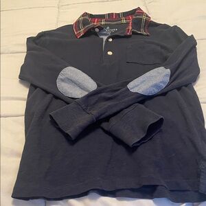 JCrew Boy’s Crewcuts Navy Shirt with Red Plaid Collar.